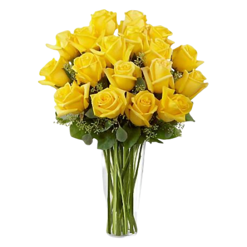 20 Yellow Roses in Vase
